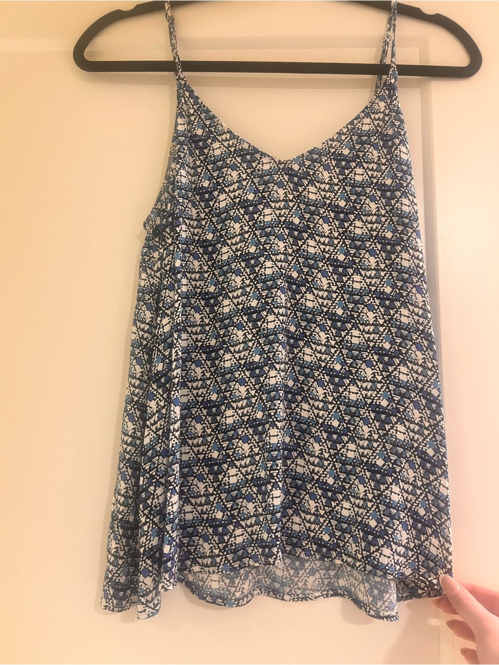Blue Patterned Spaghetti-Strap Women's Tank Top